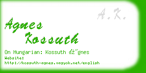 agnes kossuth business card